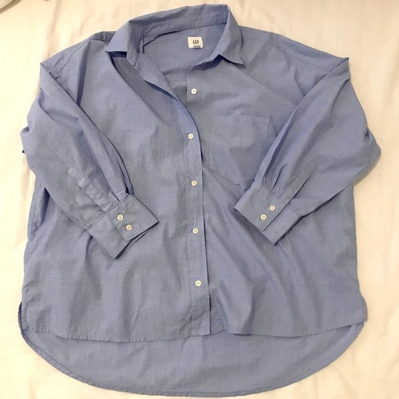 Gap Poplin oversize cocoon shirt light blue XS - Picture 6 of 8